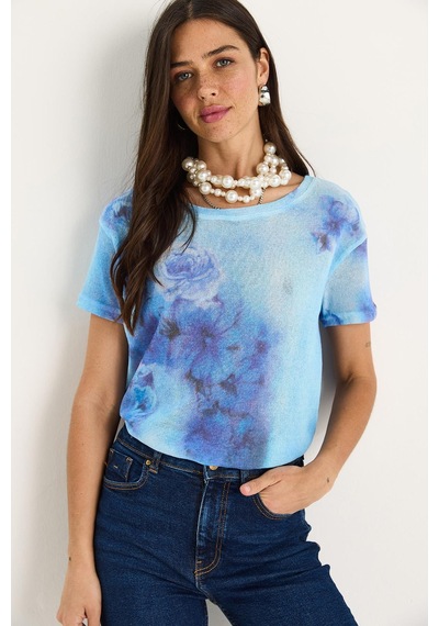 Shade Kadın Bisiklet Yaka Desenli Dijital Baskılı Regular Yazlık Örme T-shirt 60282015 - Gök Mavisi Açık Mavi Shade Kadın Bisiklet Yaka Desenli Dijital Baskılı Regular Yazlık Örme T-shirt 60282015 - Gök Mavisi Açık Mavi