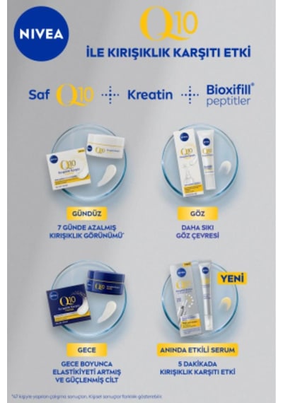 Q10 Anında Etkili Kırışıklık Karşıtı Serum 15ml, İnce Çizgi Ve Derin Kırışıklık Karşıtı, Dolgun Cilt
