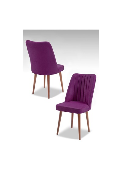 Polo Sandalye - Jerika Mor - Ahşap Ceviz Ayak 4 Adet - Salon Sandalyesi / Mutfak Sandalyesi Mor
