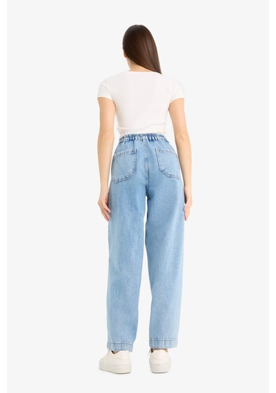 DeFacto Carrot Fit Beli Lastikli Bilek Boy Jean Yıkamalı Pantolon E1686AX25SMNM85