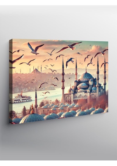 Kanvas Tablo Martılar Ve Mavi Cami