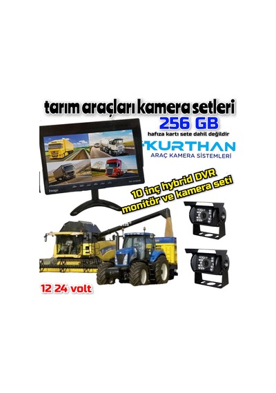 10 ''hybrid Dvr Ekran 2 Adet Ir Ledli Bus Kamera Set 12-24 Volt