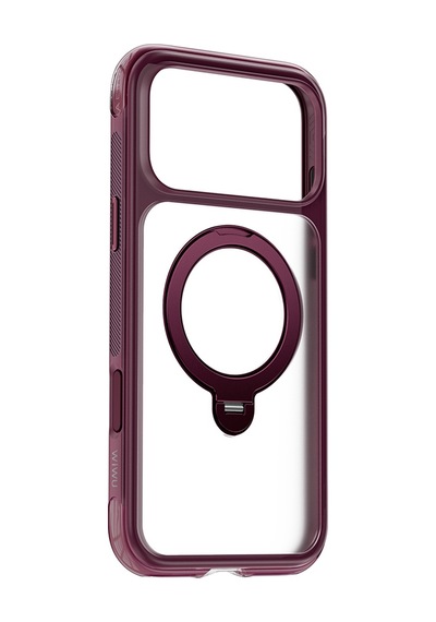 Apple iPhone Uyumlu 18 Pro Kılıf Wiwu As-203 Aeroshield Ultra Serisi M-safeli Airbag Standlı Kapak Bordo