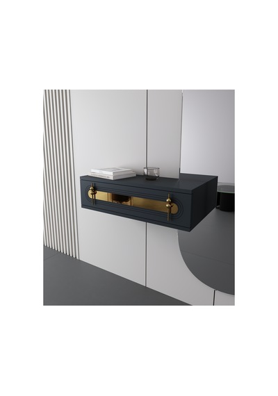 Işık 70cm Duvara Monte Kapaklı Raflı Modern Dresuar Antrasit-altın Antrasit-altın Işık 70cm Duvara Monte Kapaklı Raflı Modern Dresuar Antrasit-altın Antrasit-altın