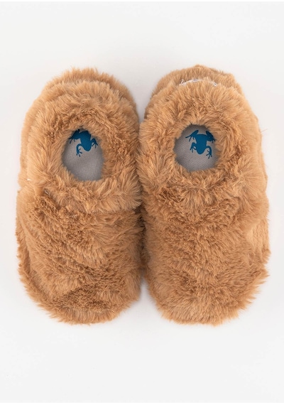 Furry Furry Kestane Kahverengi Kürk Barefoot Patik Kahverengi
