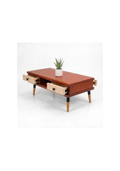 Mobenta Modest Brew: Masif Orta Sehpa 4 Çekmece 1 Bölme - 120x60 Bk-bz Bakır-krem