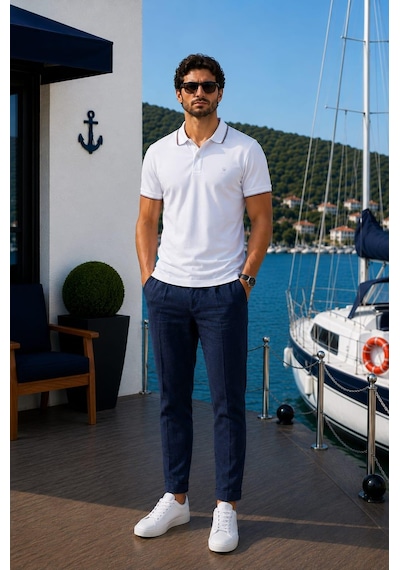Alexander Gardi Polo Yaka Düğme Detaylı T-shirt Beyaz