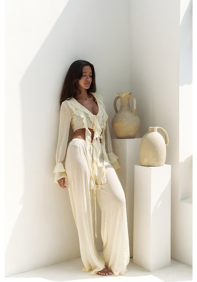 Mai Collection Mai Studios Co. Olivia Sarı Gömlek Pantolon Takım Sarı