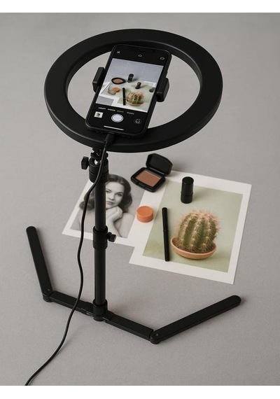 Masa Üstü 10 Inç Led Ring Light Tripodlu Telefon Tutucu 3 Işık Modu Usb Bluetooth Kumanda