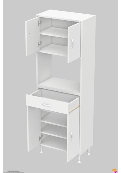 Arda 60 Cm 4 Kapaklı 7 Raflı Ve Çekmeceli Çok Amaçlı Banyo Dolabı Beyaz