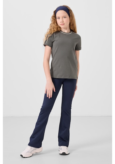 Tommylife İndigo Esnek Standart Fit Basic Performans İspanyol Paça Kız Çocuk Tayt - 75193 Indigo
