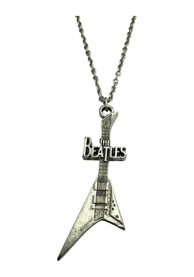 The Beatles Temalı Elektro Gitar Kolye 60 Cm Metal Vintage Rock Aksesuar Çok renkli