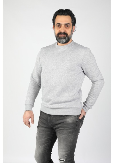 Balins Erkek Sıfır Yaka Ribanalı Sweatshirt Gri