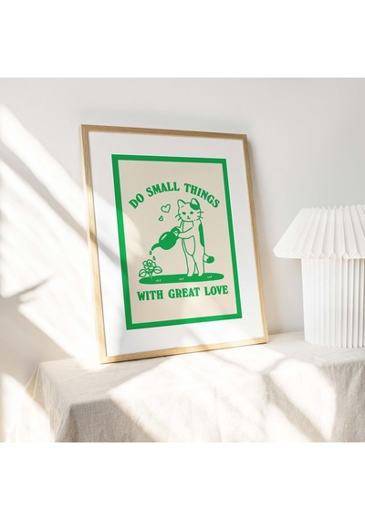 Kedi Ve Bitki Baskısı, Küçük Şeyler Büyük Aşk Sözü Posteri