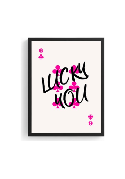 Doğal Ahşap Çerçeveli Retro Pop Art Tablo - Pembe Sembollü Yazı Tasarımı Huhu2642