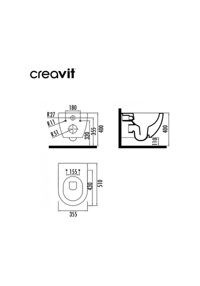 Creavit Free Rim-off Asma Klozet Cool Grey + Creavit Cool Grey Yavaş Kapanan Kapak Beyaz