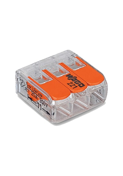 Wago 221-413 3'lü Yaylı Tırnaklı Buat Klemensi 3 x (0.2-4 Mm)