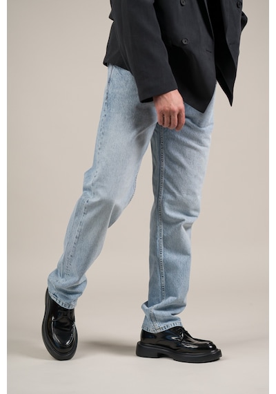 Akçaylar Pamuklu Taş Yıkama Yarım Baggy Geniş Paça Buz Mavisi Jean Pantolon Buz Mavi