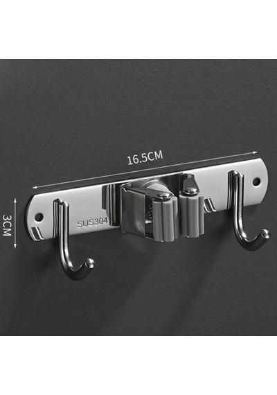 Sunup Sn-26348 Çift Kancalı Paspas-süpürge Tutucu - Klipsli Askılık Gri