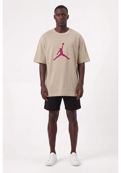 Lixa Air Jordan Kum Orta Logo Kırmızı Erkek T-shirt 10740 SİYAH