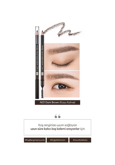 Missha Smudge Proof Wood Brow Bulaşmayan Kalıcı Doğal Kaş Kalemi Dark Brown