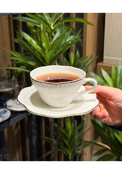 6'lı Toronto Porselen Çay Fincanı - Gümüş-6091 Çok renkli