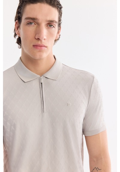 Avva Erkek Taş Kıvrılmaz Polo Yaka Fermuarlı Regular Fit T-shirt A61y1090