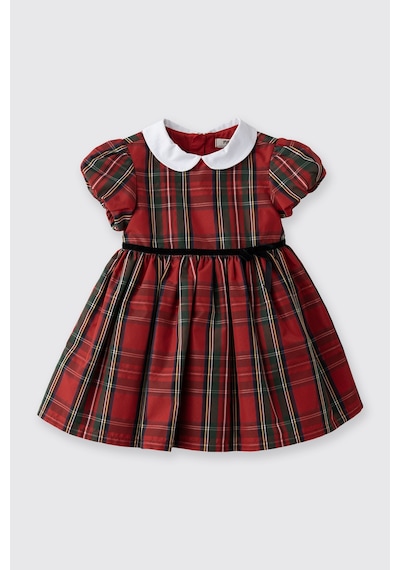 Panço Kız Bebek Bebe Yaka Fiyonk Detaylı Kısa Kollu Ekoseli Kırmızı Parti Elbisesi 2521GB94003 Panço Kız Bebek Bebe Yaka Fiyonk Detaylı Kısa Kollu Ekoseli Kırmızı Parti Elbisesi 2521GB94003