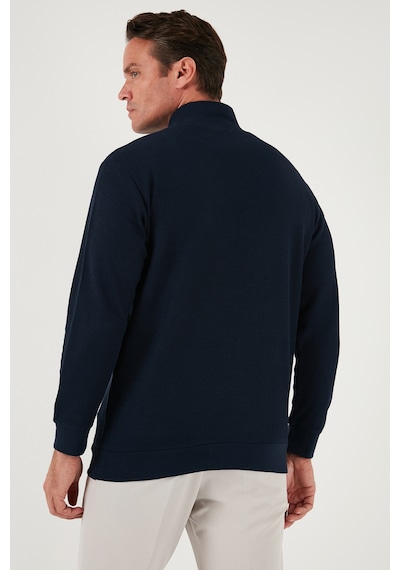 Buratti Pamuklu Regular Fit Yarım Fermuarlı Dik Yaka Erkek Sweat 5905716 Koyu Lacivert