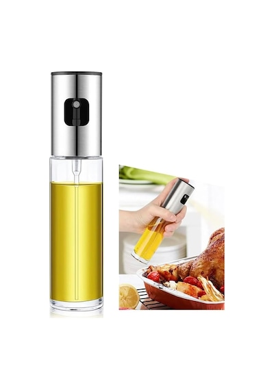 Pratik Püskürtmeli Sprey Cam Şişe Zeytinyağı Sirke Yağ Püskürtücü Yağdanlık Airfryer Yağlık 100ml Çok Renkli