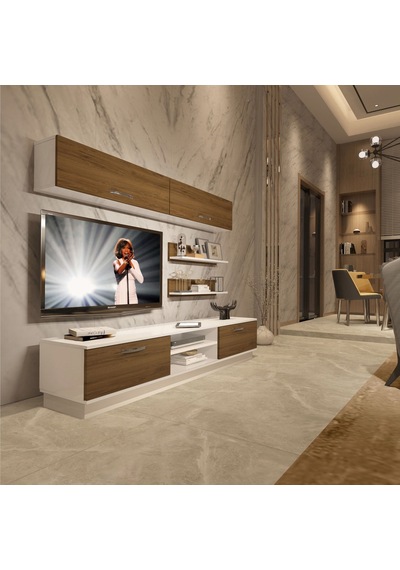 Decoraktiv Eko 5b Mdf Dvd Tv Ünitesi Tv Sehpası - Beyaz Pera Beyaz - Meşe