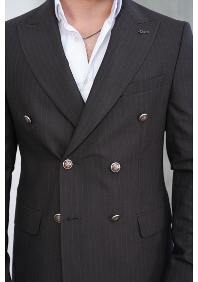 Dupont Classics Dupont Slim Fit Sivri Yaka 6 Drop Çift Yırtmaç Çizgili Viskon Kruvaze Erkek Takım Elbise Kahverengi Dupont Classics Dupont Slim Fit Sivri Yaka 6 Drop Çift Yırtmaç Çizgili Viskon Kruvaze Erkek Takım Elbise Kahverengi