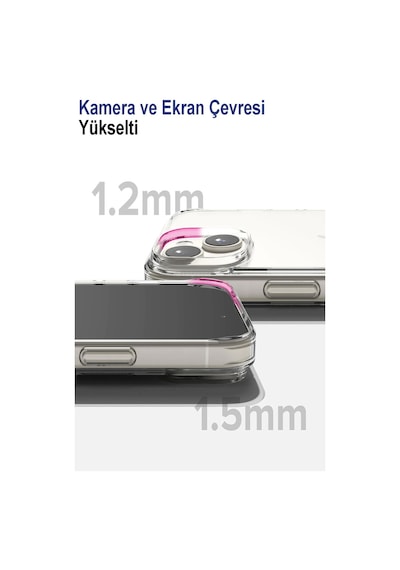 Apple Uyumlu iPhone 15 Kapak Kristal Clear Case Sert Şeffaf Mika Kılıf
