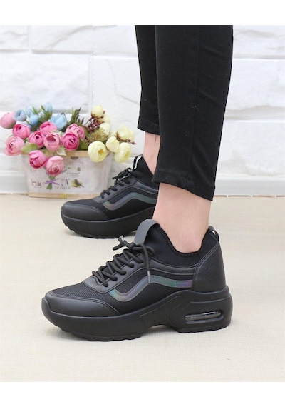 Nesil Shoes Flet 121 Siyah Air Taban Kadın Sneakers-siyah Siyah