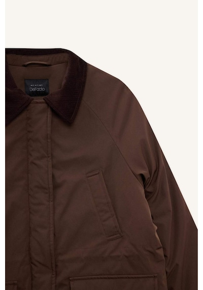 Defacto Regular Fit Kontrast Yaka Fermuarlı Parka F3558ax25wnbn530 Kahve
