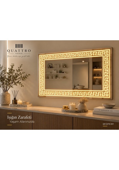 Dikdörtgen Dokunmatik Işıklı Banyo Aynası 80-60 Çap Açık Gri