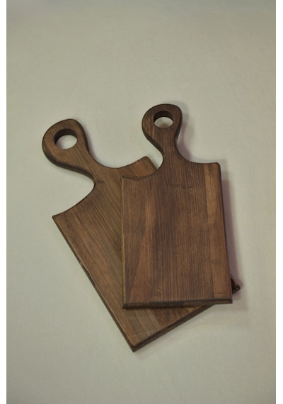 Fam Wood Art Doğal Ahşap 2'li Kesme Sunum Doğrama Tahtası,servis Tabağı%100 Çam Ağacı Kahverengi