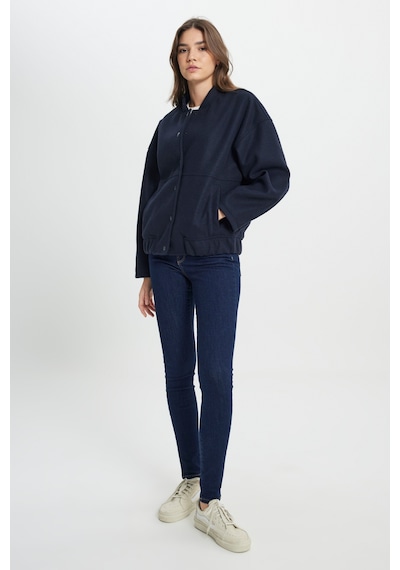 Loose Fit Rahat Kesim Lacivert Şişme Mont Lacivert