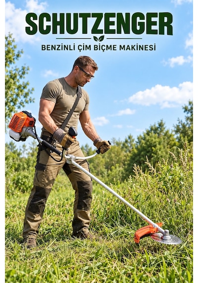 Schutzenger Hp-96 Ot Çim Biçme Benzinli Çapalama Eşeleme Aparatlı Tel Fırça 6 Bıçaklı Set Bahçe Tarla İçin Profesyonel