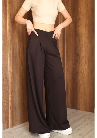 Ozy Fashion Kadın Modal Kumaş Yüksek Bel Pileli Geniş Paça Cepli Eşofman Altı Koyu Kahverengi Ozy Fashion Kadın Modal Kumaş Yüksek Bel Pileli Geniş Paça Cepli Eşofman Altı Koyu Kahverengi