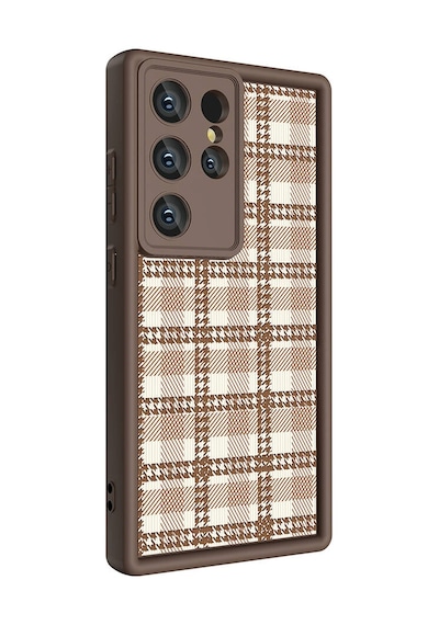 More Tr Samsung Uyumlu Galaxy S23 Ultra Kılıf Kamera Korumalı Baskılı Arka Yüzey Mtr Klas Kapak - Açık Kahve