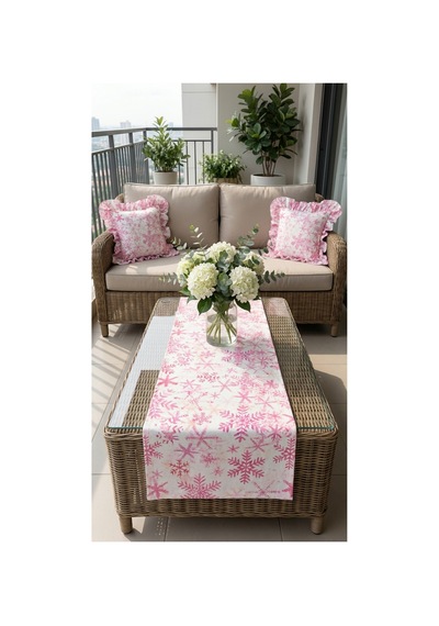 %100 Pamuk Özel Desenli Dikdörtgen Runner 40x150 Pembe - 900653985 Pembe
