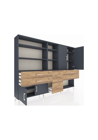 Arges Dolap 10 Raflı 6 Çekmeceli 4 Kapaklı 220x30x163 Antrasit-an Antrasit-antrasit/çam Arges Dolap 10 Raflı 6 Çekmeceli 4 Kapaklı 220x30x163 Antrasit-an Antrasit-antrasit/çam