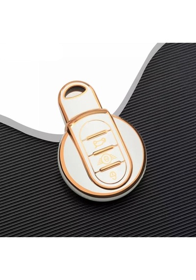 Lüx Mini Cooper Countryman Nano Anahtar Kılıfı Beyaz Gold Altın Renk 1.ci Kalite