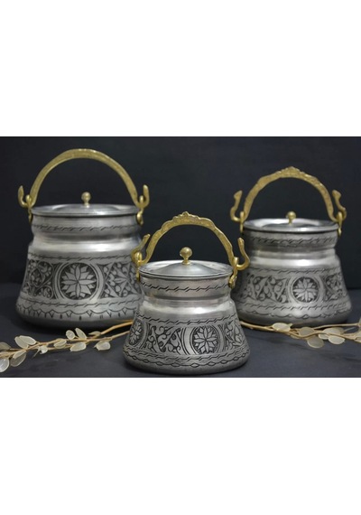 Bakır Bakraç Oyma Nakışlı 1 L (İç-Dış Kalaylı) Çok Renkli