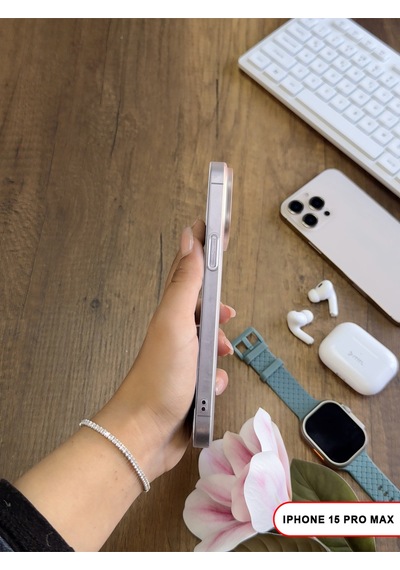 Apple iPhone 15 Pro Max Magsafe Uyumlu Mat Sert Klein Kılıf Beyaz