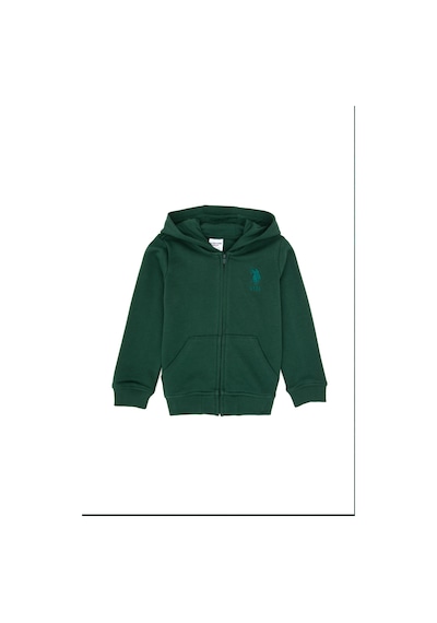 U.S. Polo Assn. Erkek Çocuk Koyu Yeşil Basic Kapüşonlu Sweatshirt 50308439-VR079