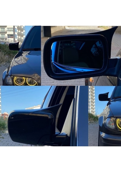 Bmw E46 1998 1999 2000 2001 2002 2003 2004 2005 Uyumlu Yarasa Batman Ayna Kapağı Seti Parlak Siyah