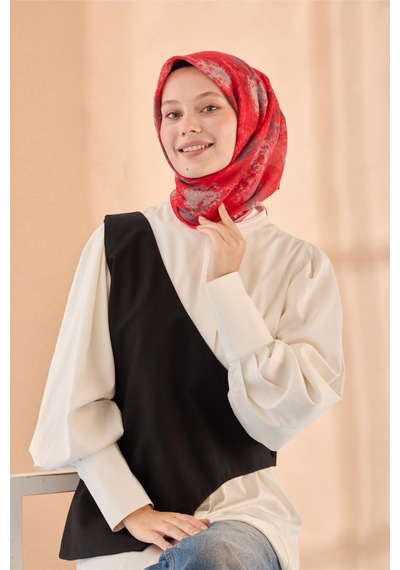 Silk Home Soft Eşarp 73095-20 Kırmızı, Gri, Koyu Vizon