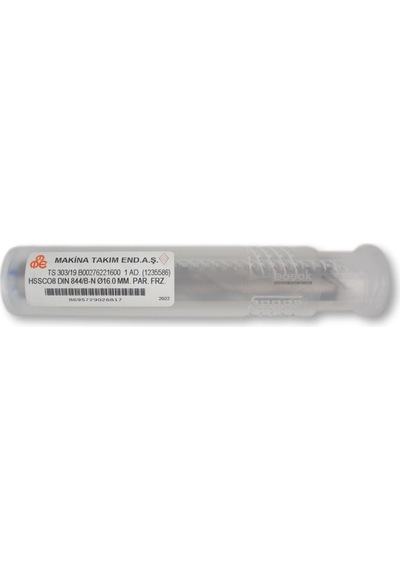 Mte 16 Mm Uzun Parmak Freze Hss-co8 Dın 844/b-n